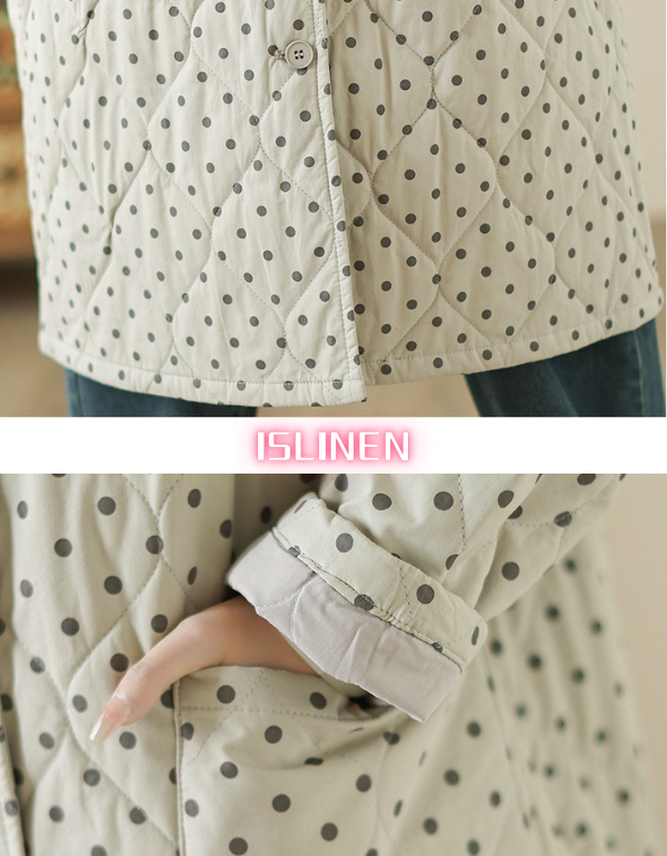 Women’s Casual Polka Dot Quilted Puffer Coat