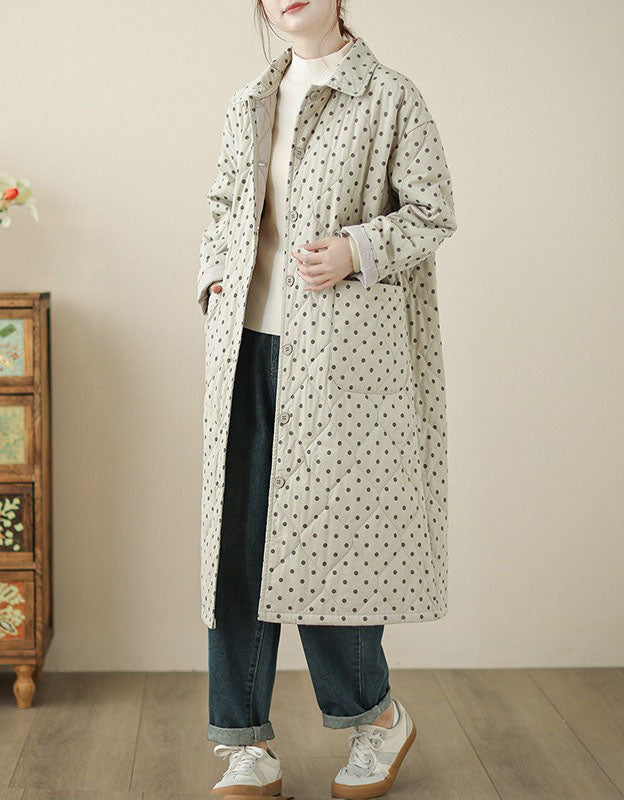 Women’s Casual Polka Dot Quilted Puffer Coat