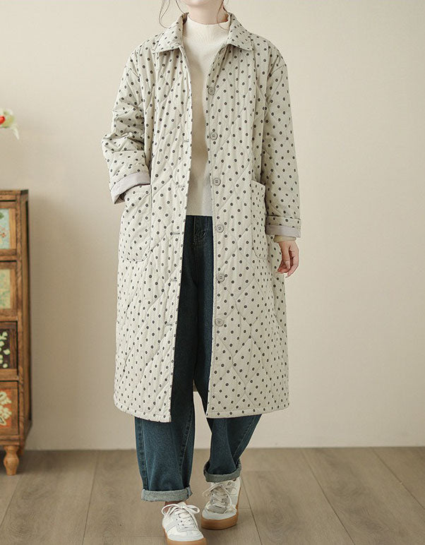 Women’s Casual Polka Dot Quilted Puffer Coat