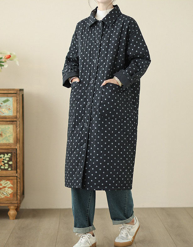 Women’s Casual Polka Dot Quilted Puffer Coat