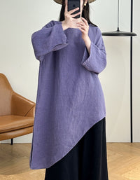 Women's Boho Linen Tunic with Flare Sleeves