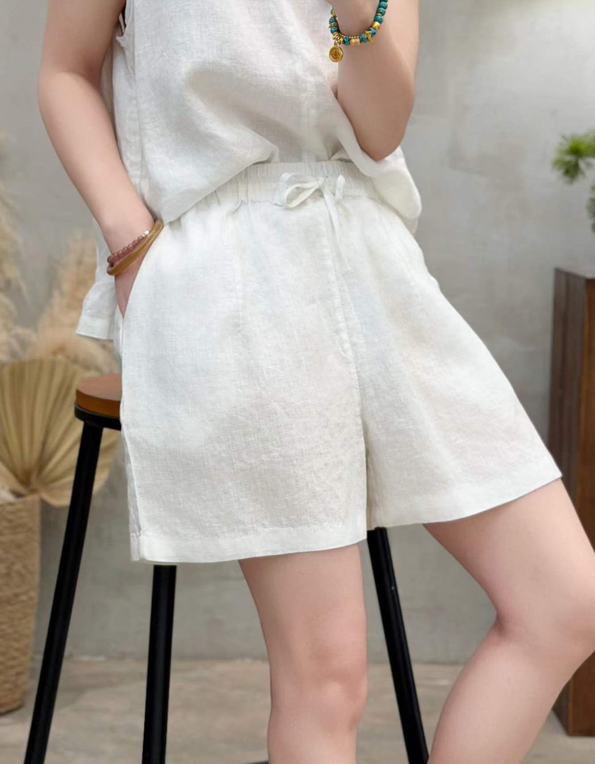 Soft Linen Blend Women’s Summer Shorts Loose Fit