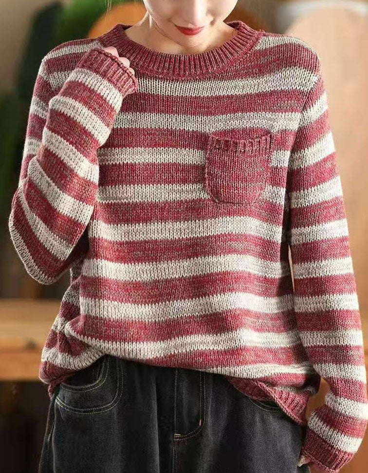 Women's Casual Relaxed Fit Striped Knit Sweater