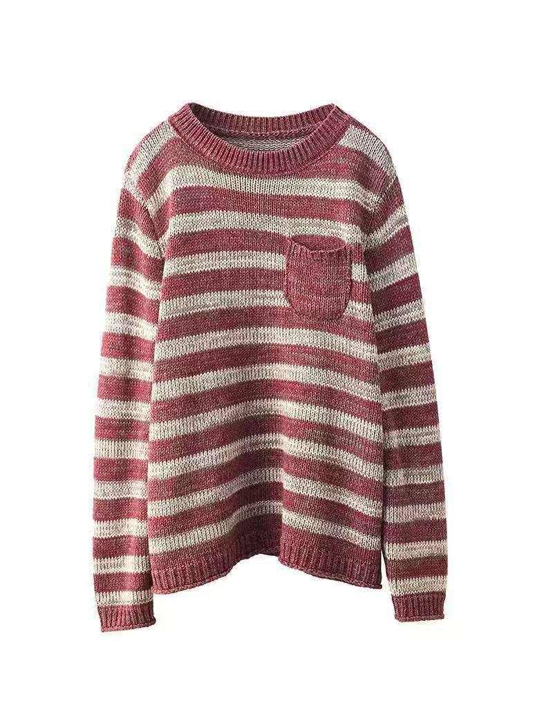 Women's Casual Relaxed Fit Striped Knit Sweater
