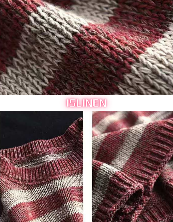 Women's Casual Relaxed Fit Striped Knit Sweater