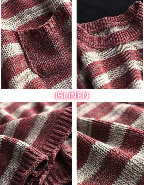 Women's Casual Relaxed Fit Striped Knit Sweater