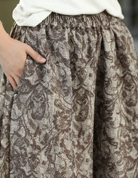 Blue Printed Wide Leg Pants for Women Casual Boho Style
