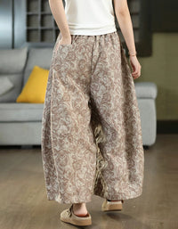 Blue patterned women pants paired with casual blouse