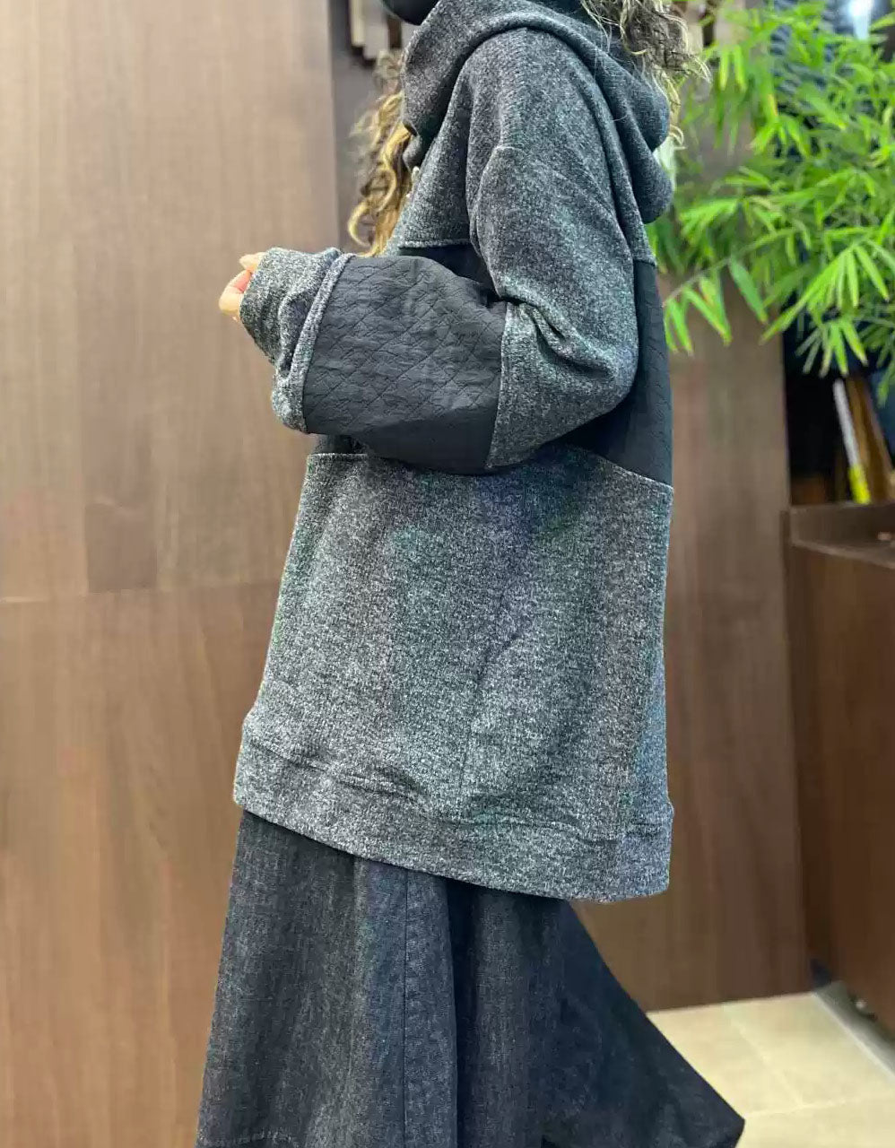 Women's Relaxed Fit Quilted Panel Hoodie