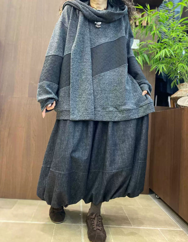 Women's Loose Fit Gray Cowl Neck Hoodie