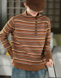 Women’s Boho Retro Patterned Knit Pullover