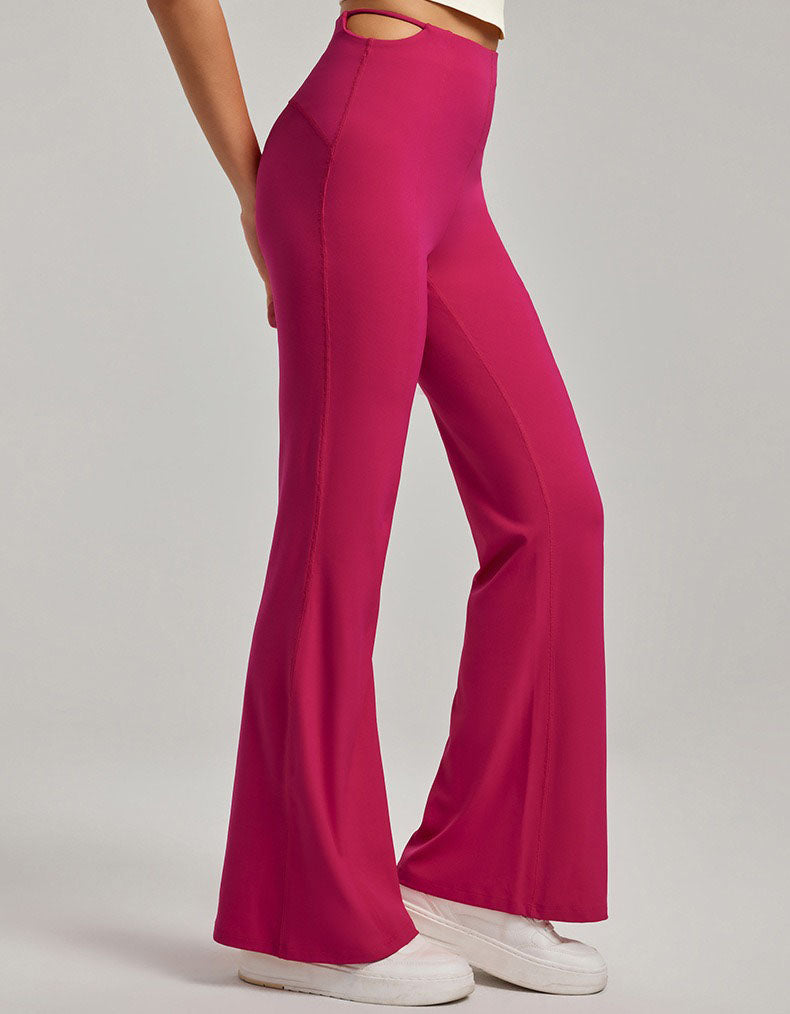 Women’s bootcut yoga leggings stretch fit side view pink