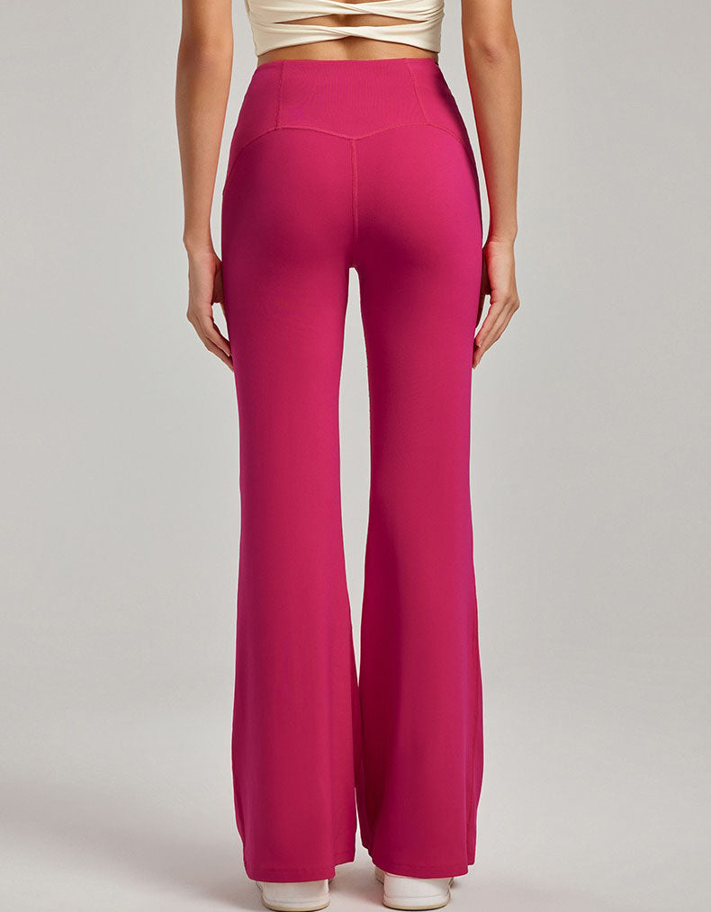 Women’s bootcut yoga leggings stretch fit back view black pink back view