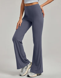 Women’s bootcut yoga leggings stretch fit back view black  gray side view