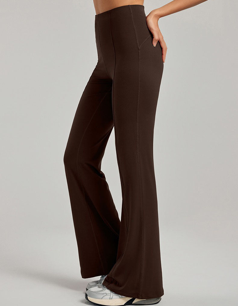 Brown wide-leg pants worn by a person on a plain background