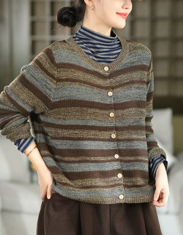 Women's multicolor horizontal striped knit sweater