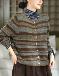 Women's multicolor horizontal striped knit sweater