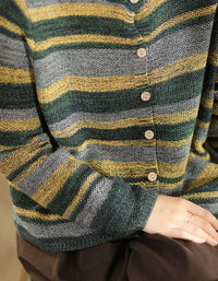 Close-up of multicolor striped knit cardigan texture