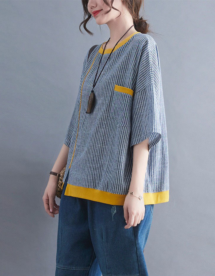 Lightweight striped loose fit blouse