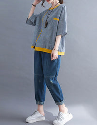 Women’s relaxed striped tunic top outfit