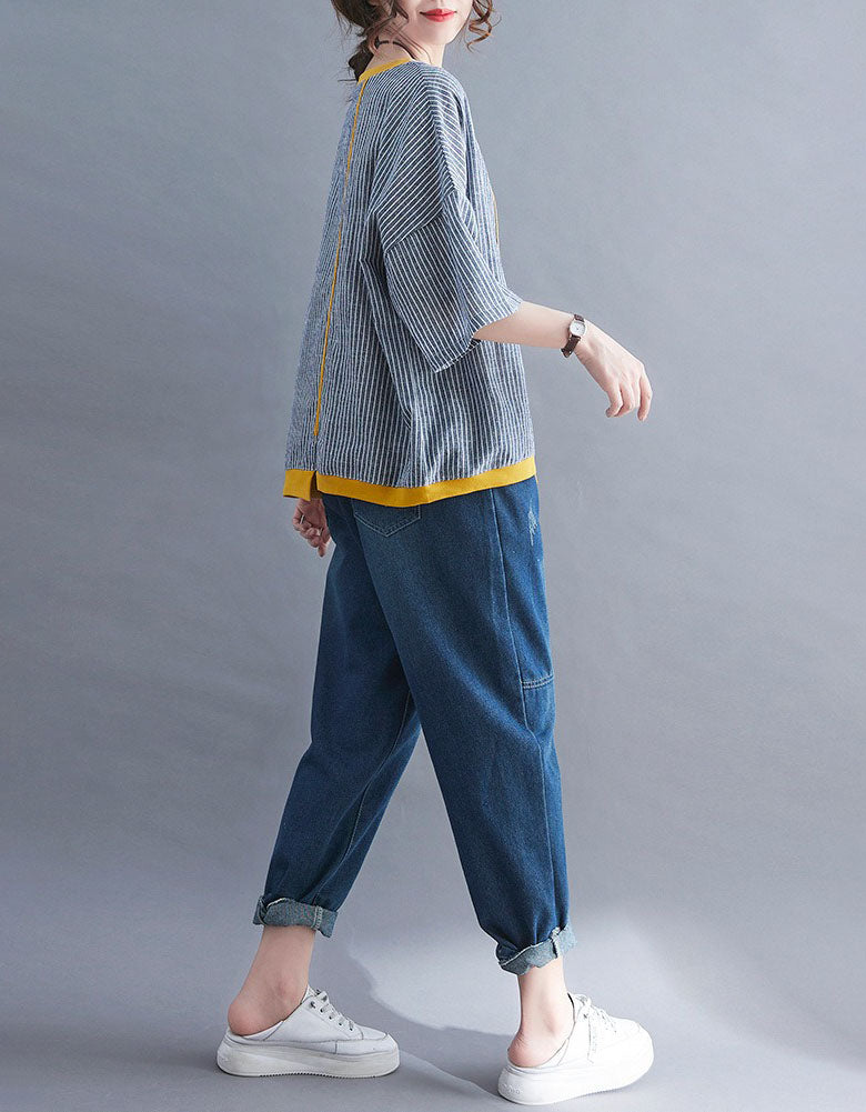 Comfortable loose striped top for everyday wear