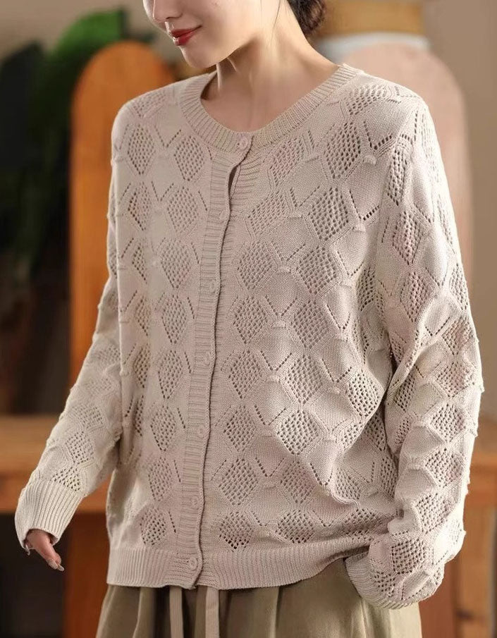 Women’s Casual Textured Button-Up Knit Cardigan
