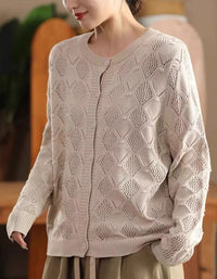 Women’s Casual Textured Button-Up Knit Cardigan
