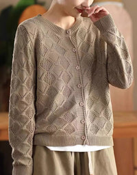 Women’s Casual Textured Button-Up Knit Cardigan
