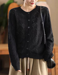 Women’s Casual Textured Button-Up Knit Cardigan