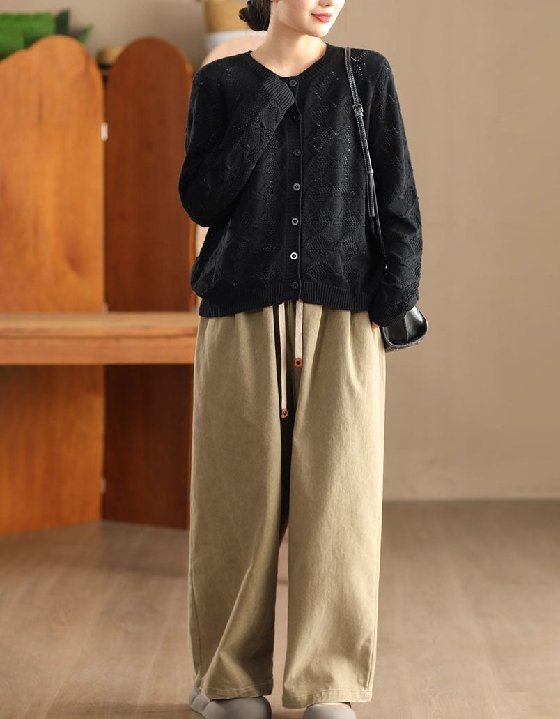 Women’s Casual Textured Button-Up Knit Cardigan