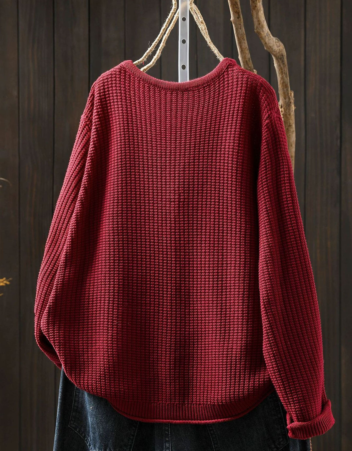 Women’s relaxed fit brown V-neck pullover