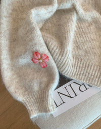 Women's Loose Casual V-Neck Floral Sweater