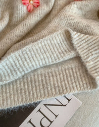 Women's Loose Casual V-Neck Floral Sweater