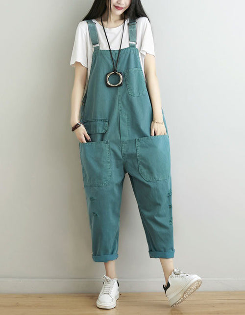 women loose fit cotton dungaree jumpsuit front view