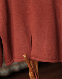 Women's Casual Vintage Rust Orange Knit Hoodie Sweater