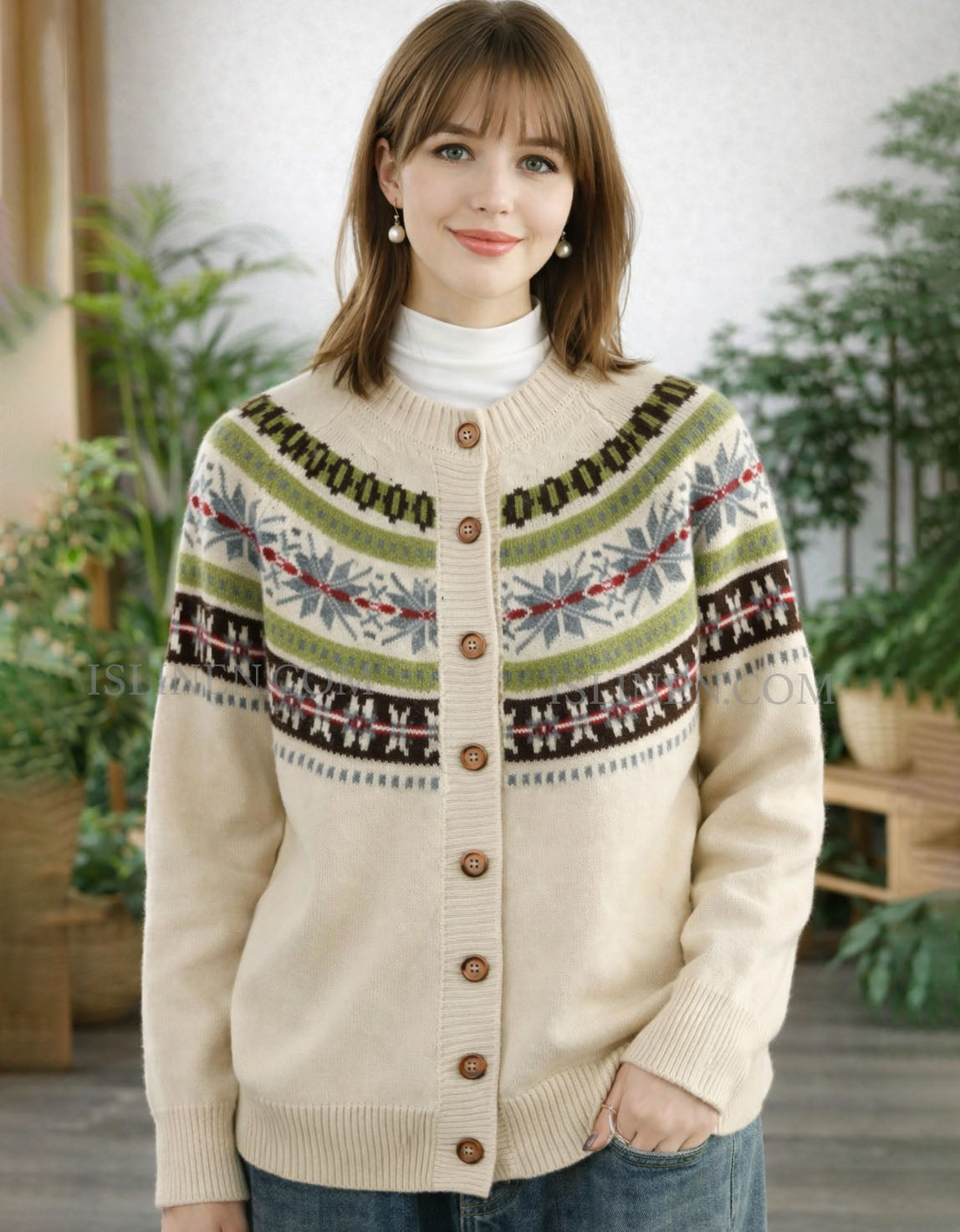Colorful pattern women’s knit cardigan perfect for fall and winter