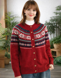 Stylish knit cardigan for women featuring floral knit design