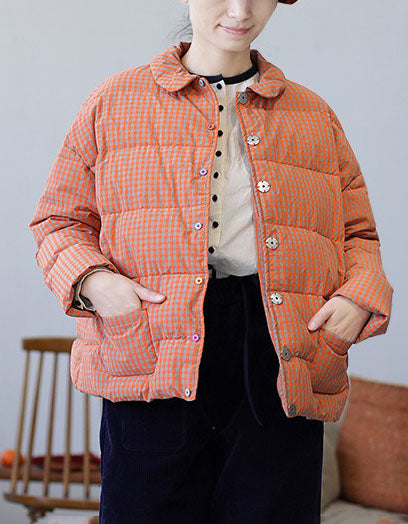 Women’s Casual Warm Quilted Plaid Puffer Jacket