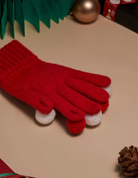 Women's Christmas Cute Reindeer Santa Pattern Knitted Gloves
