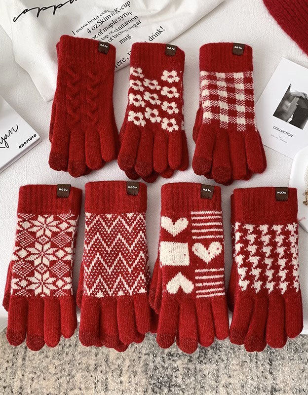 Women’s Christmas Design Knitted Winter Warm Gloves