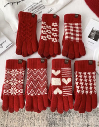 Women’s Christmas Design Knitted Winter Warm Gloves