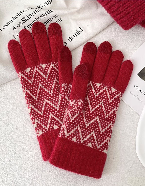 Women’s Christmas Design Knitted Winter Warm Gloves