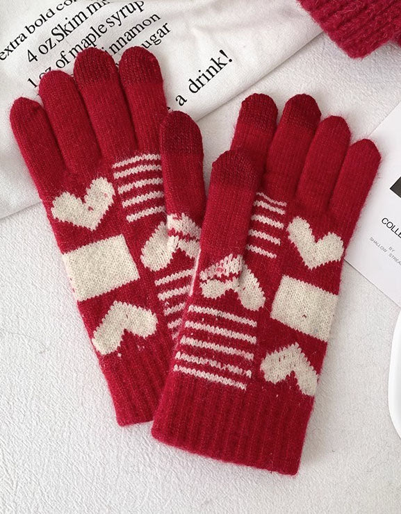 Women’s Christmas Design Knitted Winter Warm Gloves