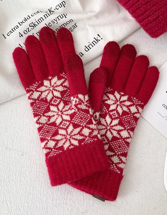 Women’s Christmas Design Knitted Winter Warm Gloves