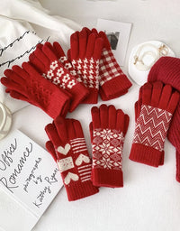 Women’s Christmas Design Knitted Winter Warm Gloves