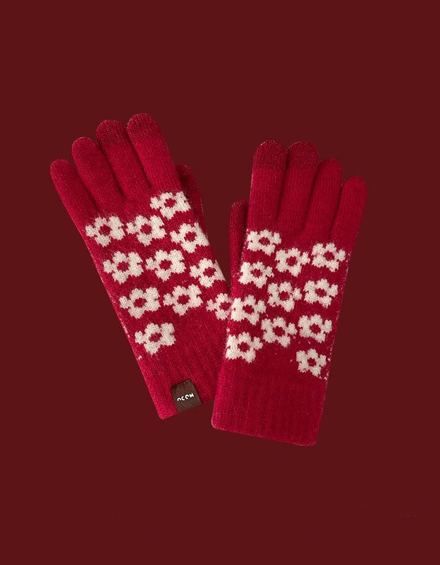 Women’s Christmas Design Knitted Winter Warm Gloves