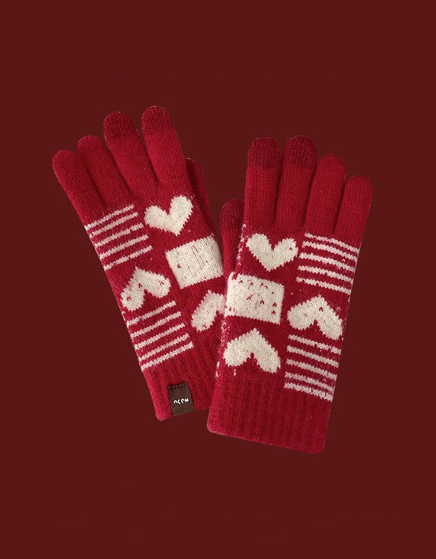 Women’s Christmas Design Knitted Winter Warm Gloves
