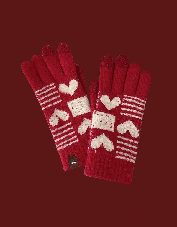 Women’s Christmas Design Knitted Winter Warm Gloves