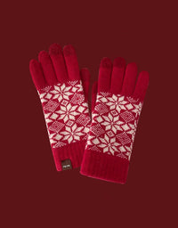 Women’s Christmas Design Knitted Winter Warm Gloves