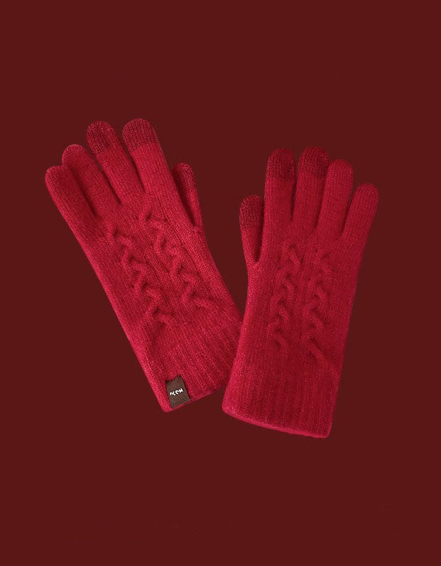 Women’s Christmas Design Knitted Winter Warm Gloves